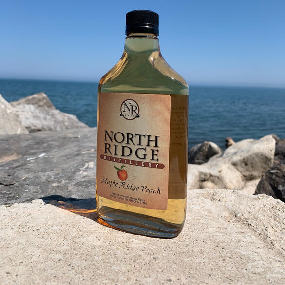 Maple Ridge Peach a specialty brandy made by North Ridge Distillery in Medina, NY.
