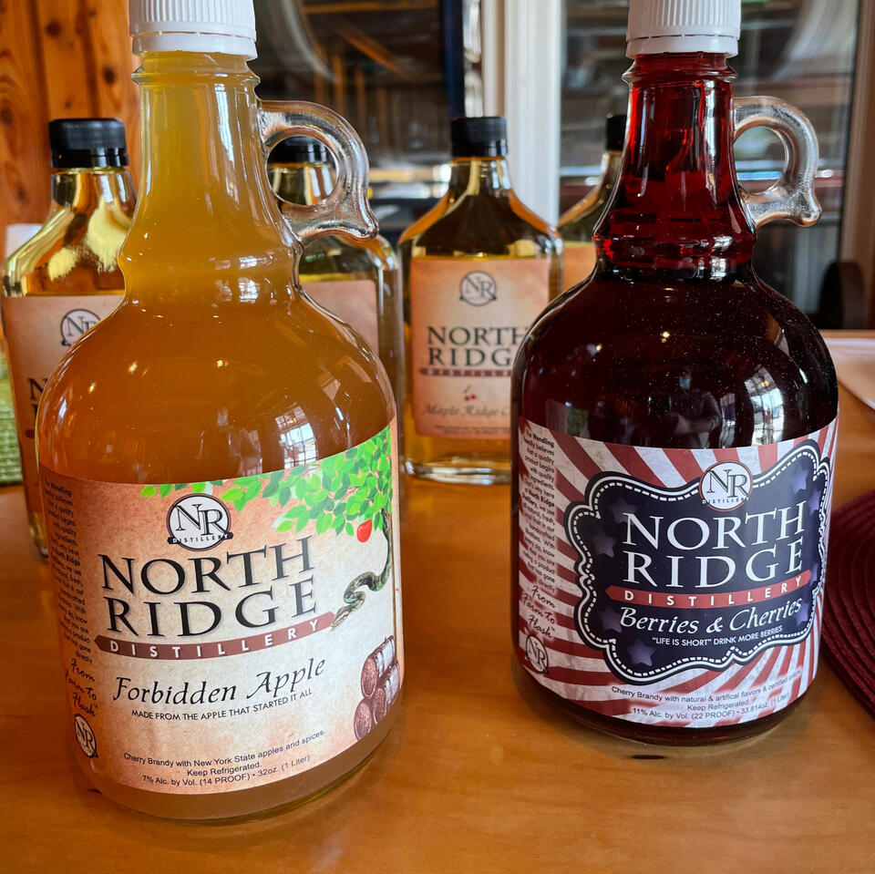Forbidden Apple and Berry & Cherries, a specialty drink made by North Ridge Distillery in Medina, NY.